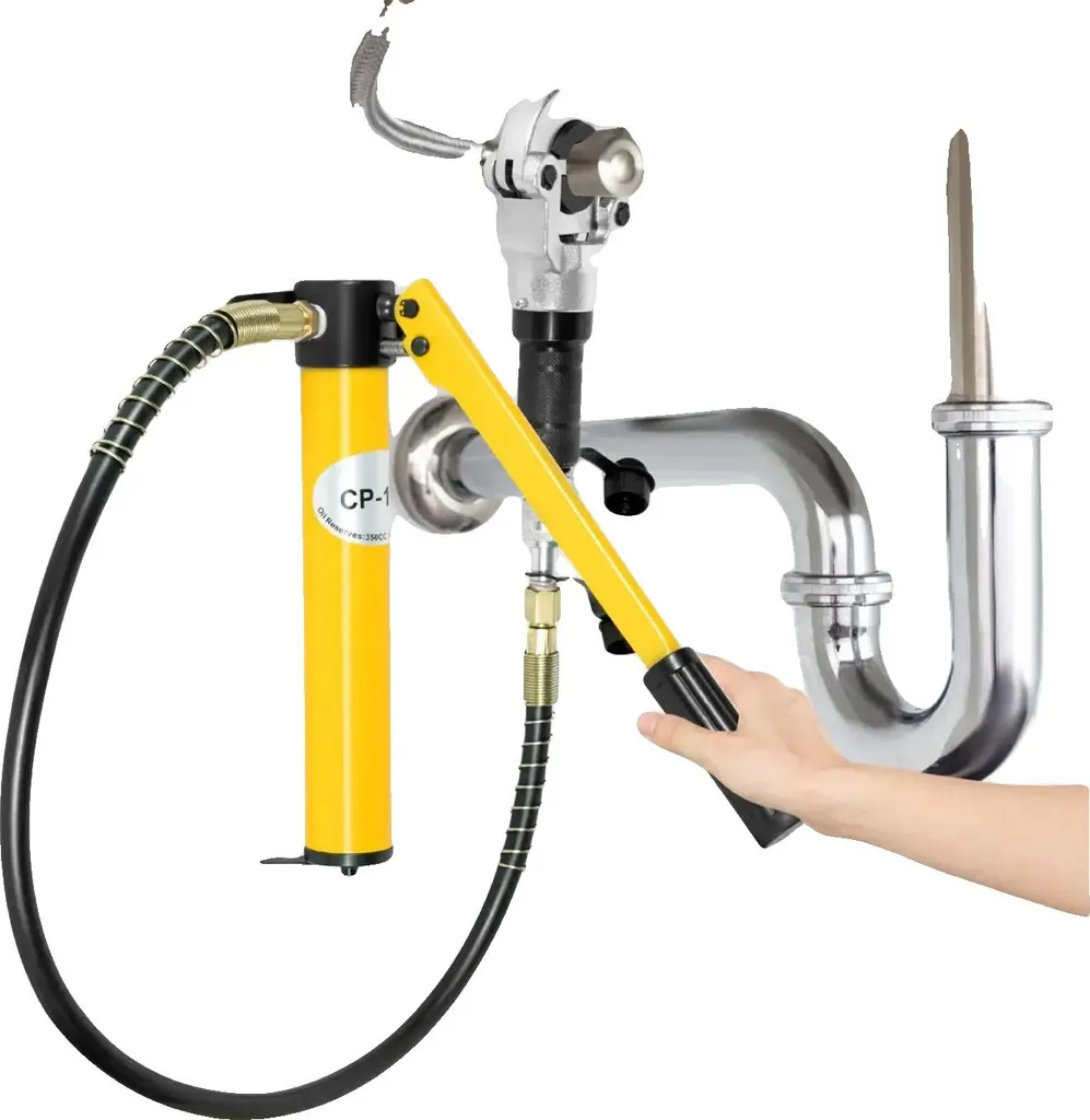 Pince à sertir hydraulique jaune avec 9 matrices de 4 à 70 mm²