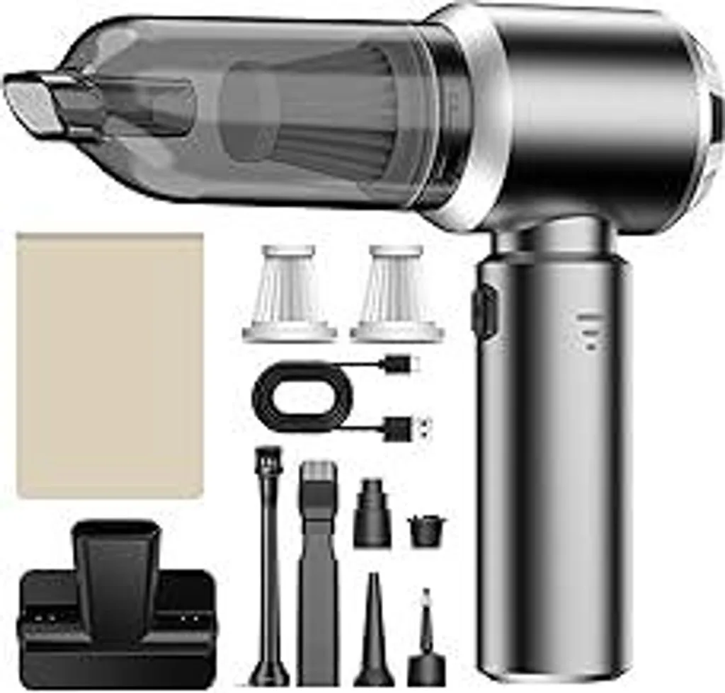 Aspirapolvere Portatile 26000Pa Cordless 4 in 1 per Auto e Casa Grigio