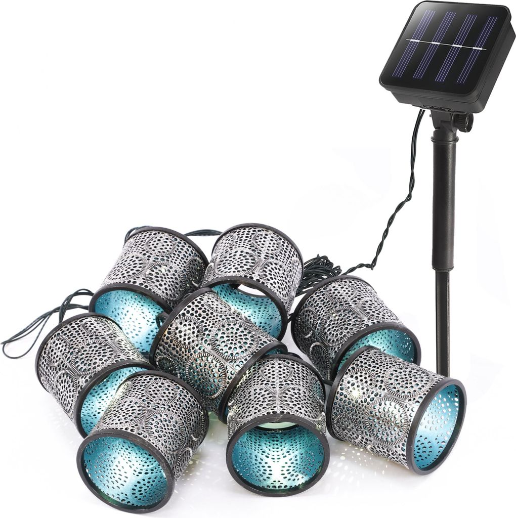 esotec Solar Laternen-Lichterkette Marokko - silber / blau wetterfest 102801