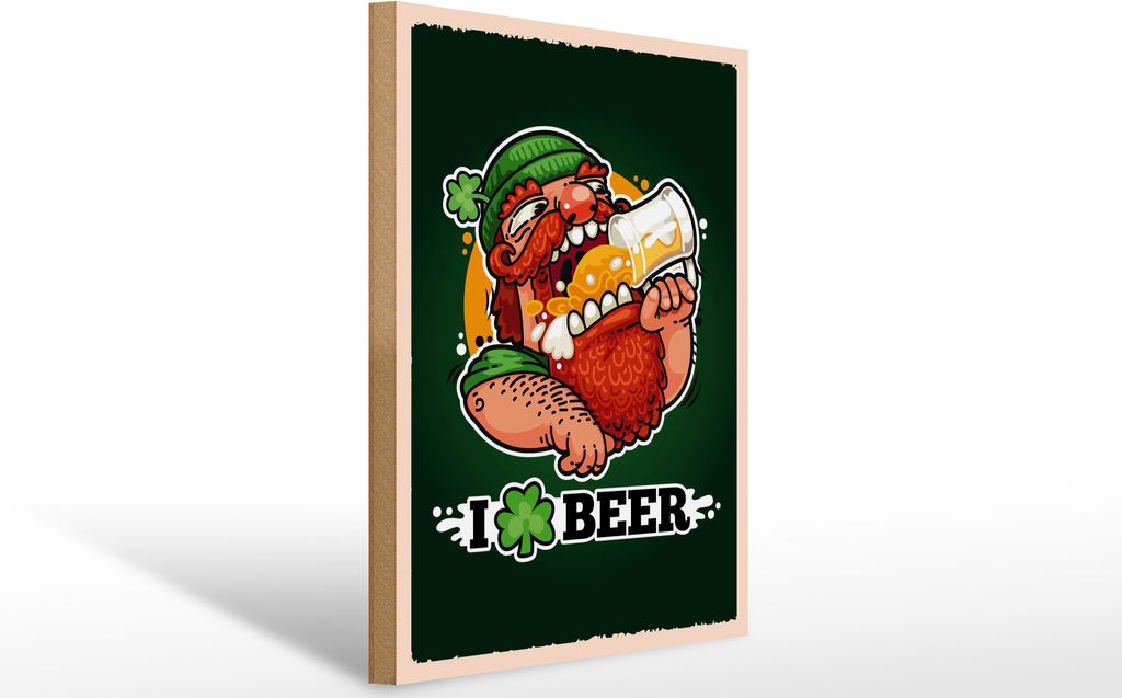 Holzschild  I Love Beer Bier, 40x30 cm, Holzschilder Spruch Produktbild 
