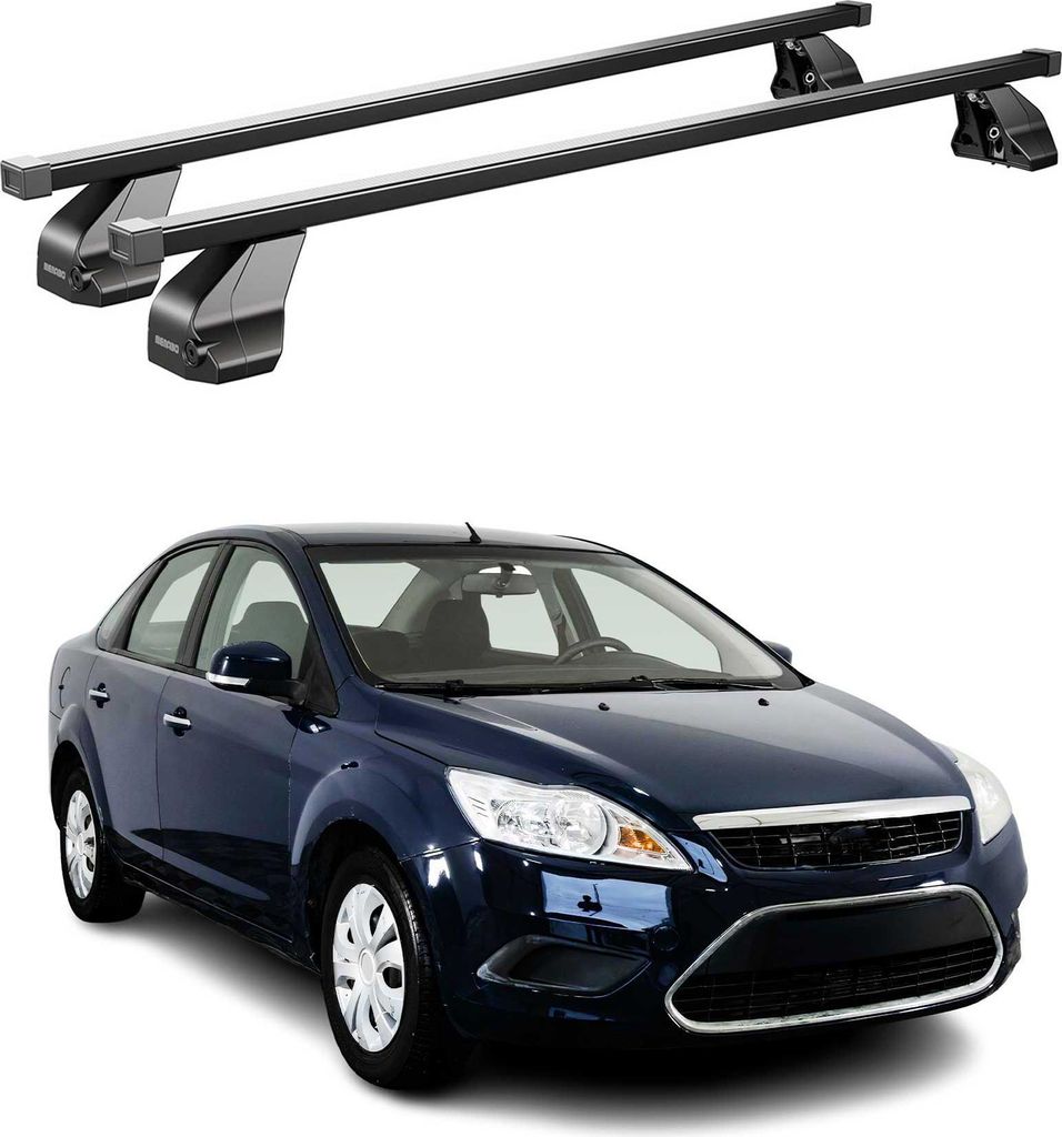 Menabo Dachträger Grundtäger für Ford Focus 2004-2011 75kg Stahl Schwarz 2 tlg