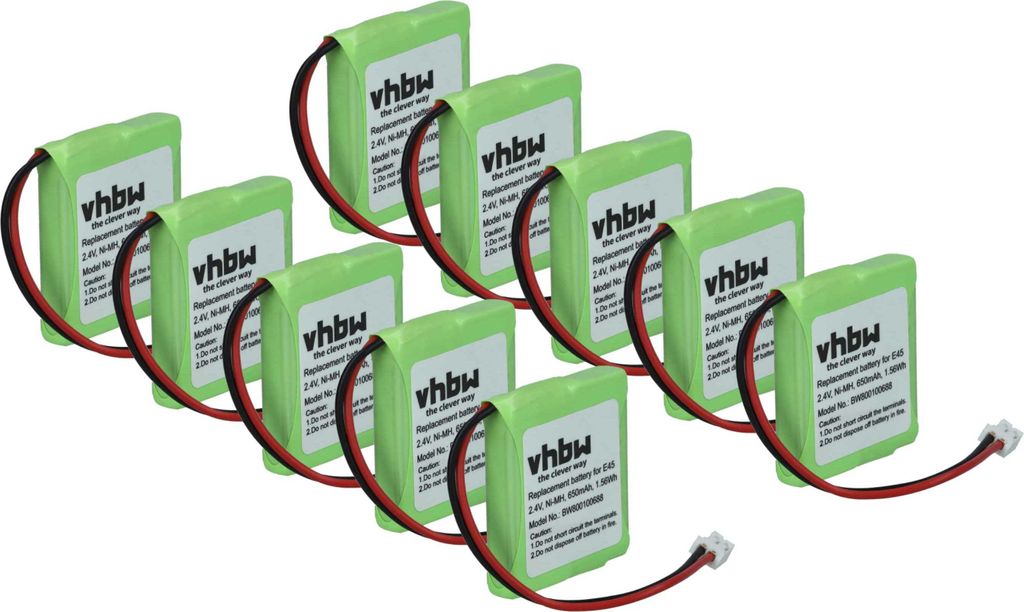 vhbw 10x Akku Ersatz für Siemens V30145-K1310-X382, S30852-D1751-X1 für schnurlos Festnetz Telefon (650 mAh, 2,4 V, NiMH)