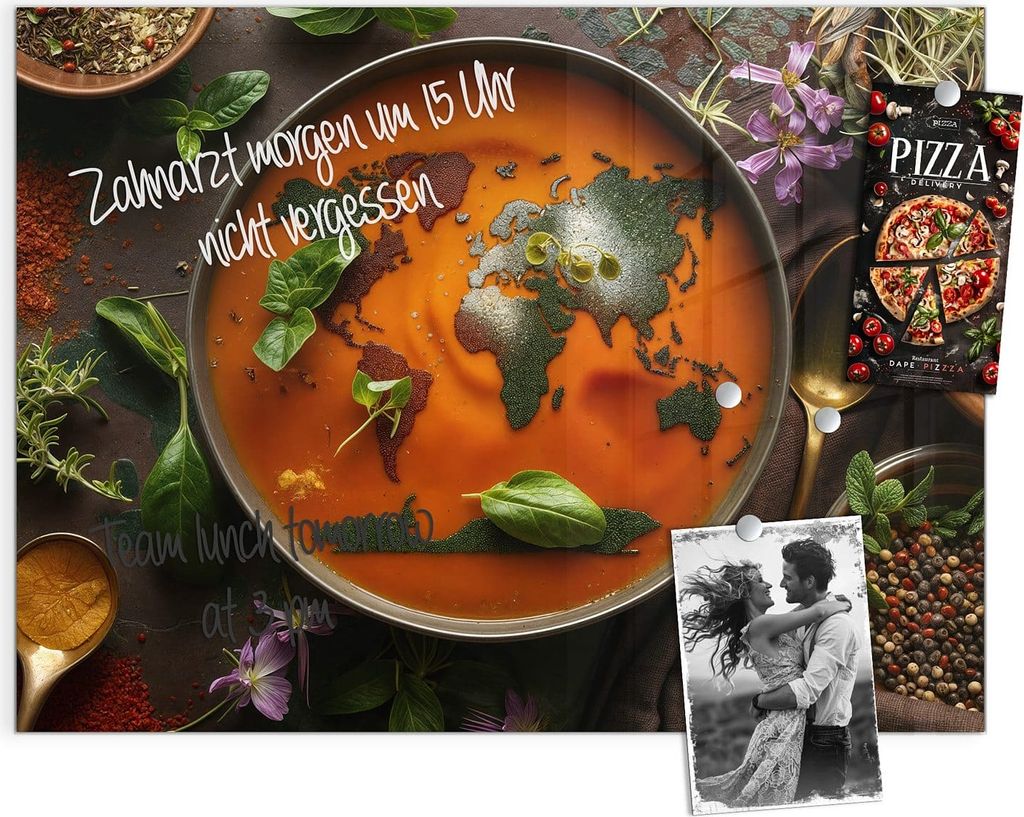 Magnettafel 120x90cm Pinnwand Whiteboard beschreibbar - Weltkarte Suppe