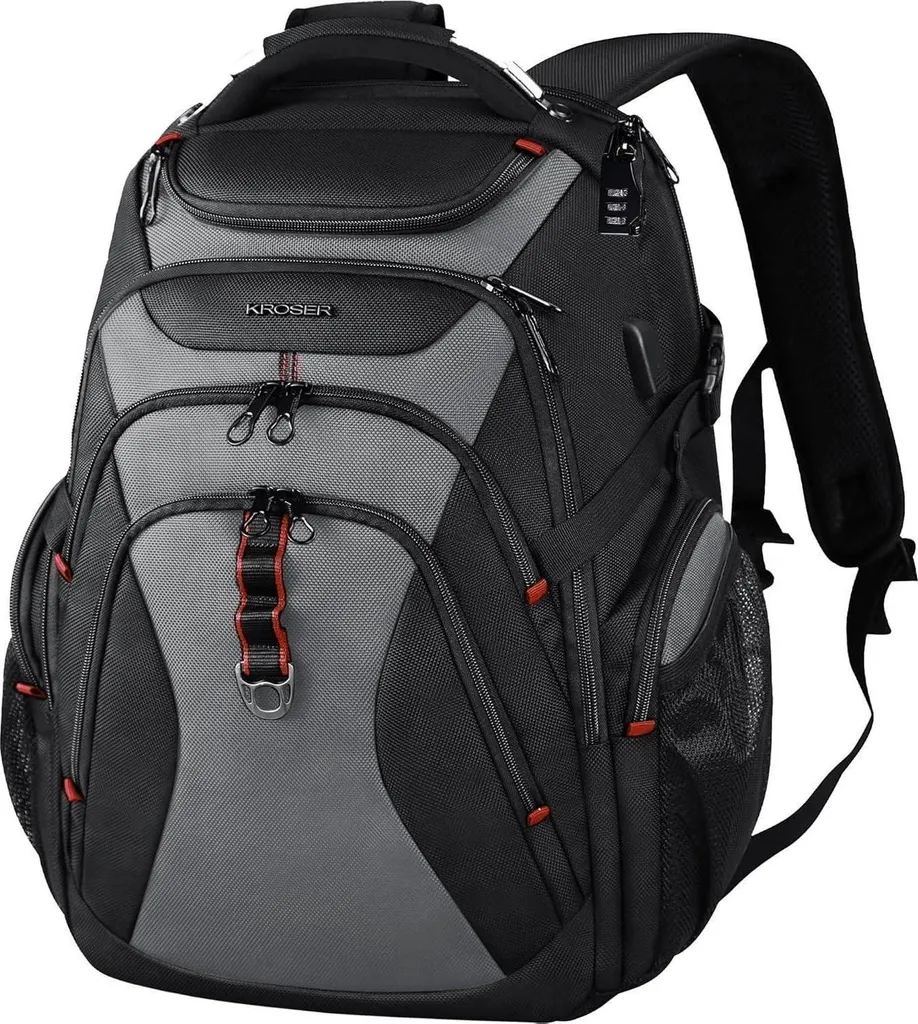 Grand sac à dos ordinateur imperméable 17,3" avec port USB et anti-RFID