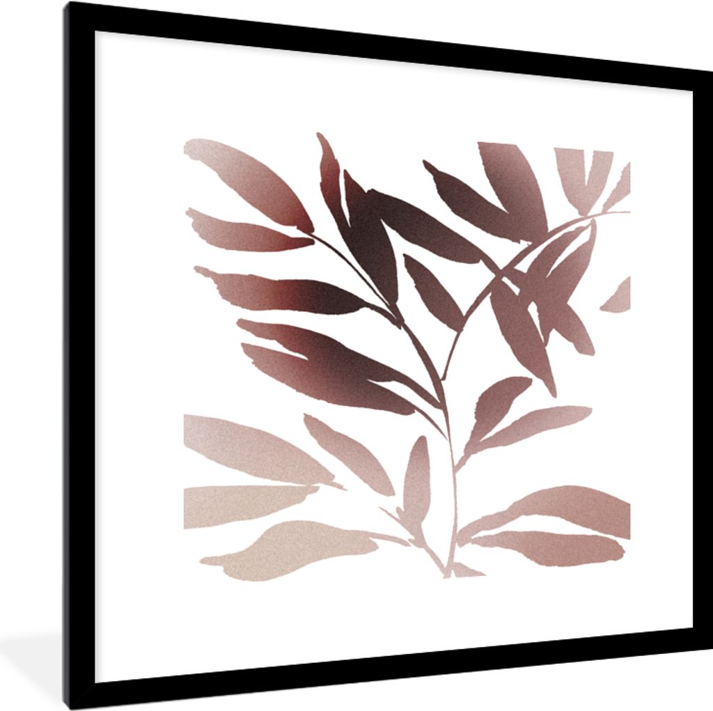 MuchoWow Gerahmtes Poster Blättern - Design - Abstrakt 40x40 cm - Poster mit Schwarzem Bilderrahmen Wandposter Rahmen Foto Bilder - Poster - Pla...