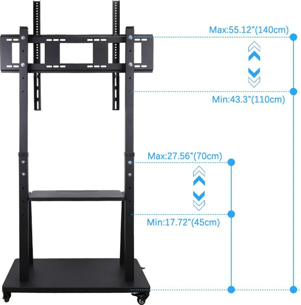 Support TV sur Pied avec Colonne Ajustable - Mobilier Robuste Multimédia