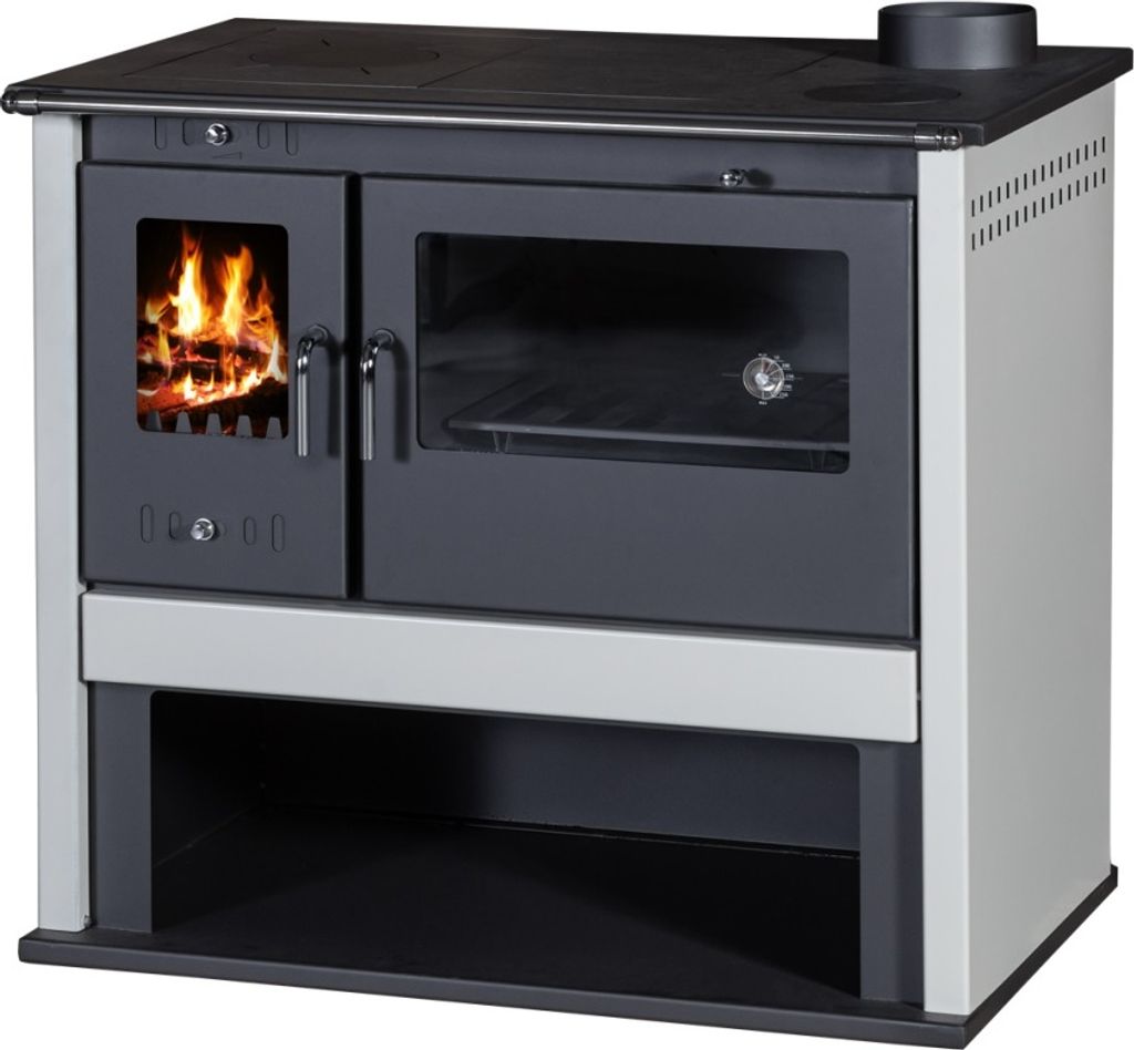 Kaminofen mit Backfach und Herdplatte Werkstattofen Viki Lix -10,5 kW Schwedenofen Kamin Hüttenofen Ofen