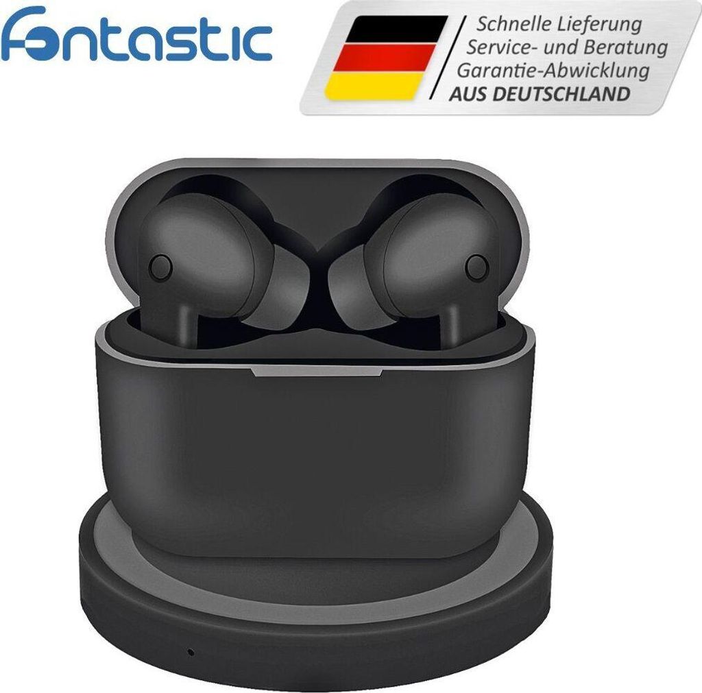 Fontastic TWS In-Ear Kopfhörer Jive inkl Ladecase, Kabelloses Laden - schwarz