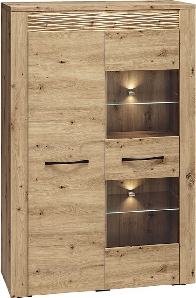 Vitrine deux portes DIANDRA – chêne artisan Image du produit 