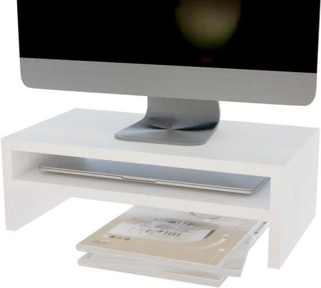 Support double pour écrans d'ordinateur blanc - Rehausseur de bureau LCD