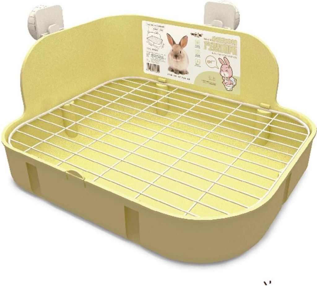 Kaninchentoilette, quadratische Käfigbox aus Kunststoff, Ecktoilette mit Einstreu, Haustierschale für Kleintiere wie Kaninchen, Meerschweinchen, ...
