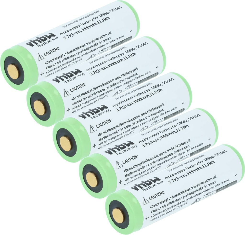 vhbw 5x Akku kompatibel mit Ledlenser ML4, iH11R, MH4, H8R, H8R SE, MH10, MH11, iH8R, C7R, C7R Classic Taschenlampe Kopflampe (3 Ah, 3,7 V, Li-Ion)