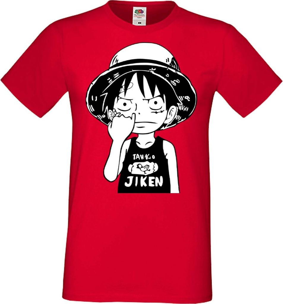 Herren T-Shirt Anime Manga One Manga Piece Anime 01 Luffy, Man 2XL / Rot