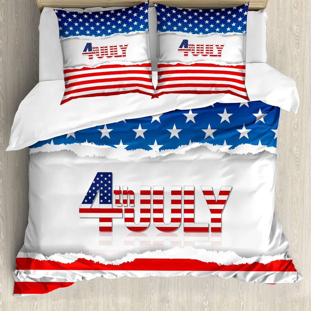 ABAKUHAUS 4 Luglio Copripiumino 200x200cm - Set Letto Patriottico
