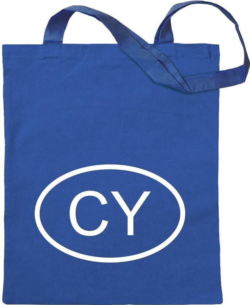 Kiwistar - Baumwolltasche - royalblau - Zypern CY - Tragetasche Stoffbeutel Umhängetasche Langer Henkel