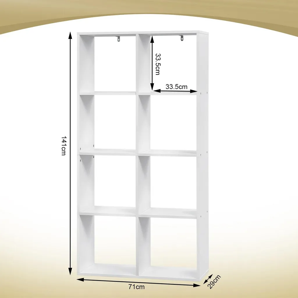 Meuble de bureau blanc 8 compartiments bois pour dossiers et décoration - 6