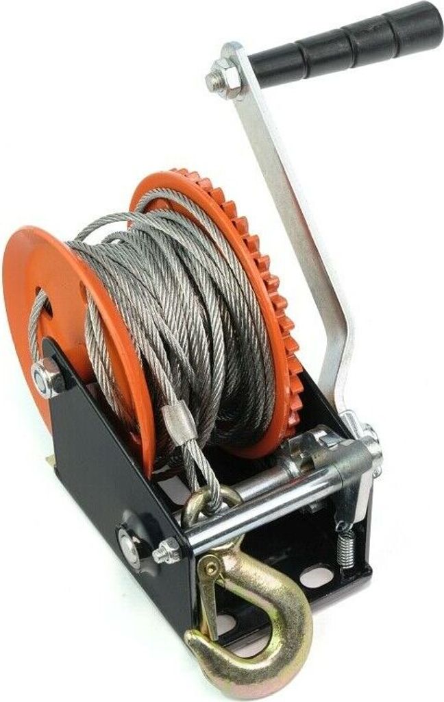 LXYYSG Handseilwindemit mit Lager, Multifunktion Mini Seilwinde Hand mit Automatisch Bremse, Bootswinde 1200lbs Handwinde mit Seilzug und Stahlhaken