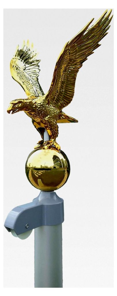 Goldener Fahnenmast-Adler-Aufsatz, 27,9 cm, 7,6 cm, 1,27 cm (1/2 Zoll) 13 Gewindeschraube mit Sechskantmutter, geeignet für die meisten Teleskop- ...