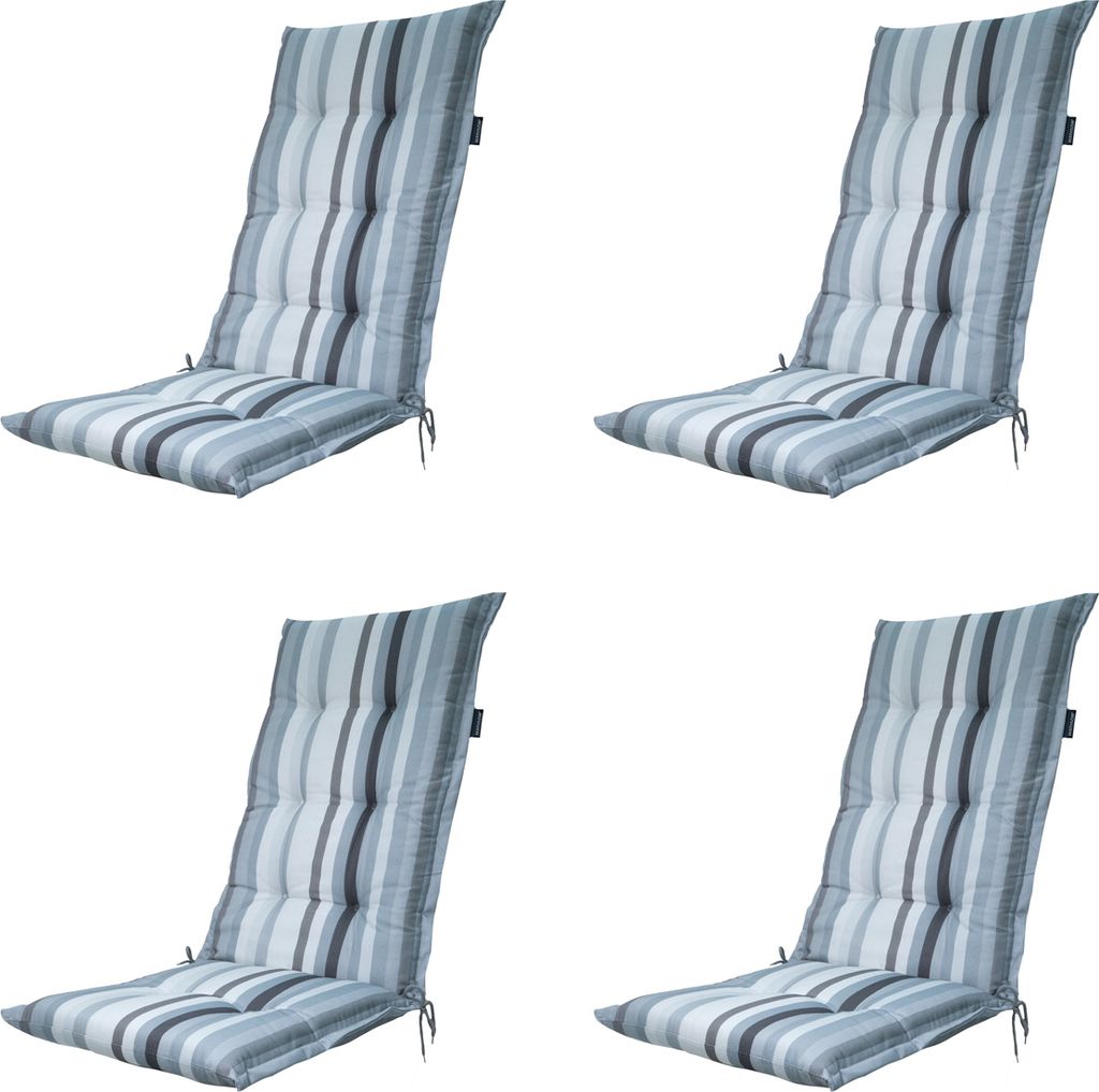 Madison - Gartenstuhlauflage Hochlehner Righe grau - Ca. 123x50 cm - 4er-Set