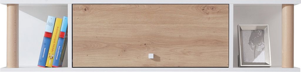 Wandregal 125cm in weiß mit Eiche und grau FAIRFAX-133 Produktbild 