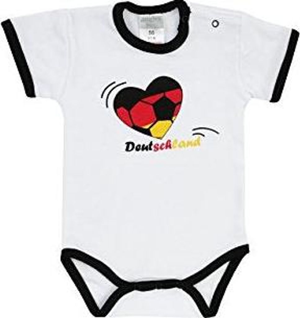 Jacky Baby Unisex Body kurzarm, Herz, WM 2026 Weiß/Schwarz Gr.68