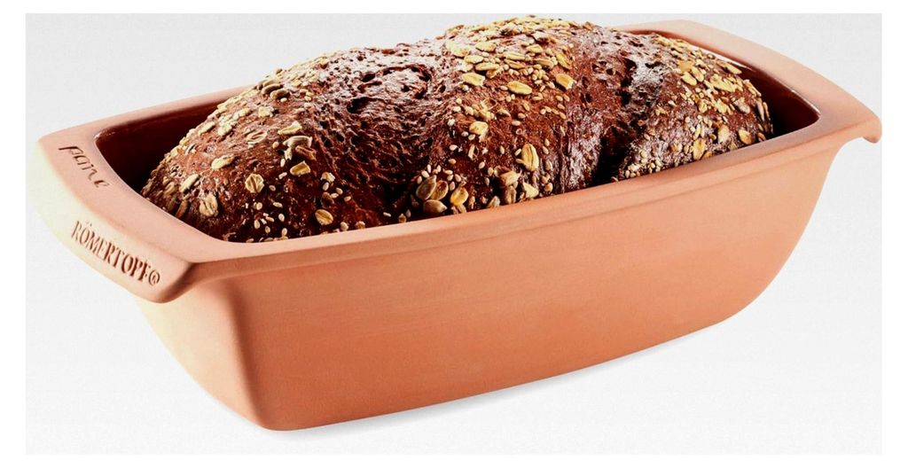 Kastenform aus Naturton, Terrakotta, 31,5 x 16 x 9,5 cm, 2 L, Brot- und Kuchenform mit glasierter Innenseite, für bis zu 1 kg Teig, backofen- und ...
