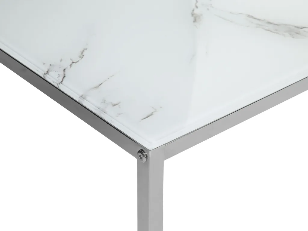 Table basse effet marbre blanc et argent Brea avec structure robuste - 7