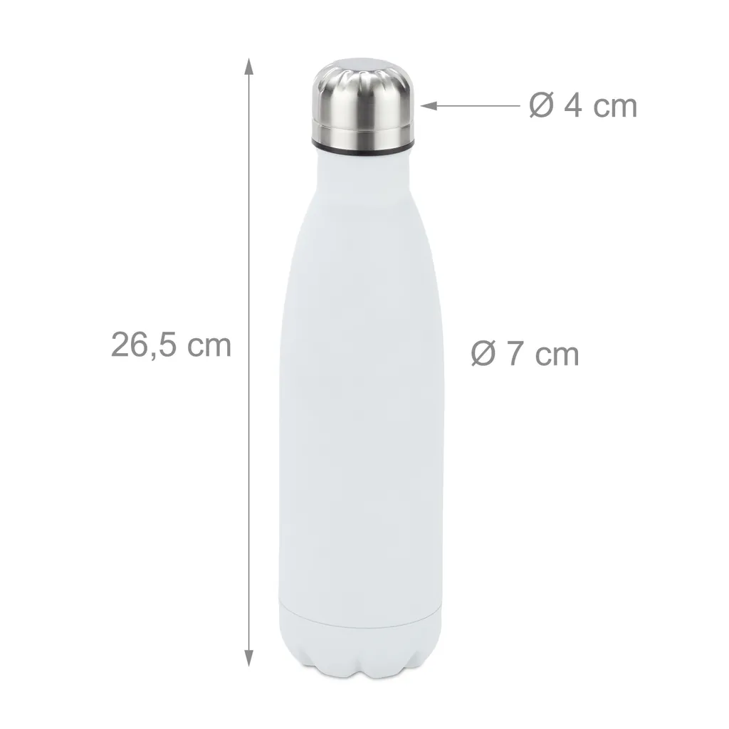 Offerta Set 3 Borracce Acciaio Relaxdays 500ml - Bianco Ecologico - 4