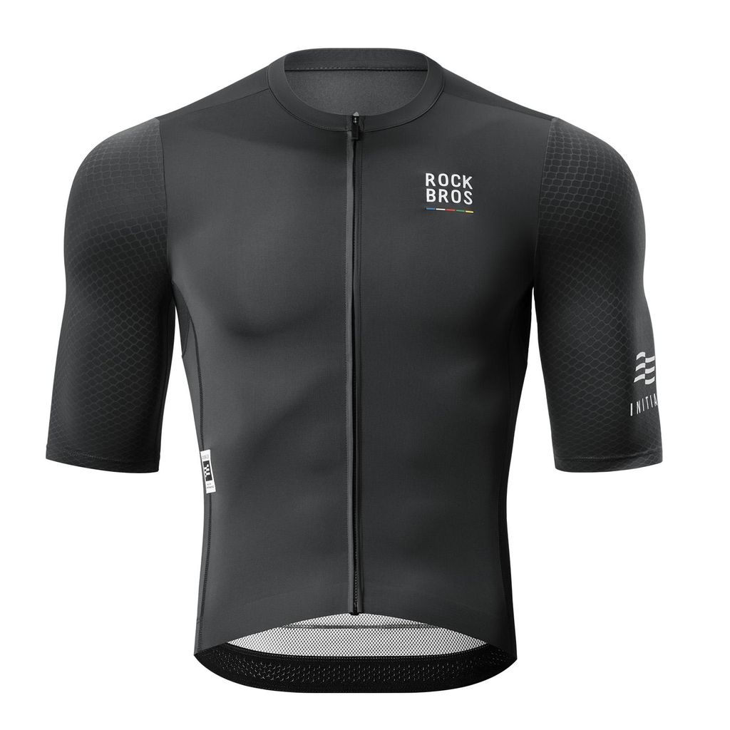 ROCKBROS Road to Sky Herren Radtrikot Kurzarm Atmungsaktiv Fahrradtrikot mit Taschen für MTB Rennrad Laufen Schwarz Euro Größe XL