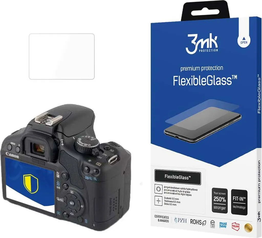 3mk FlexibleGlass per Canon EOS 450D: Protezione Schermo Ibrida Anti-Urti