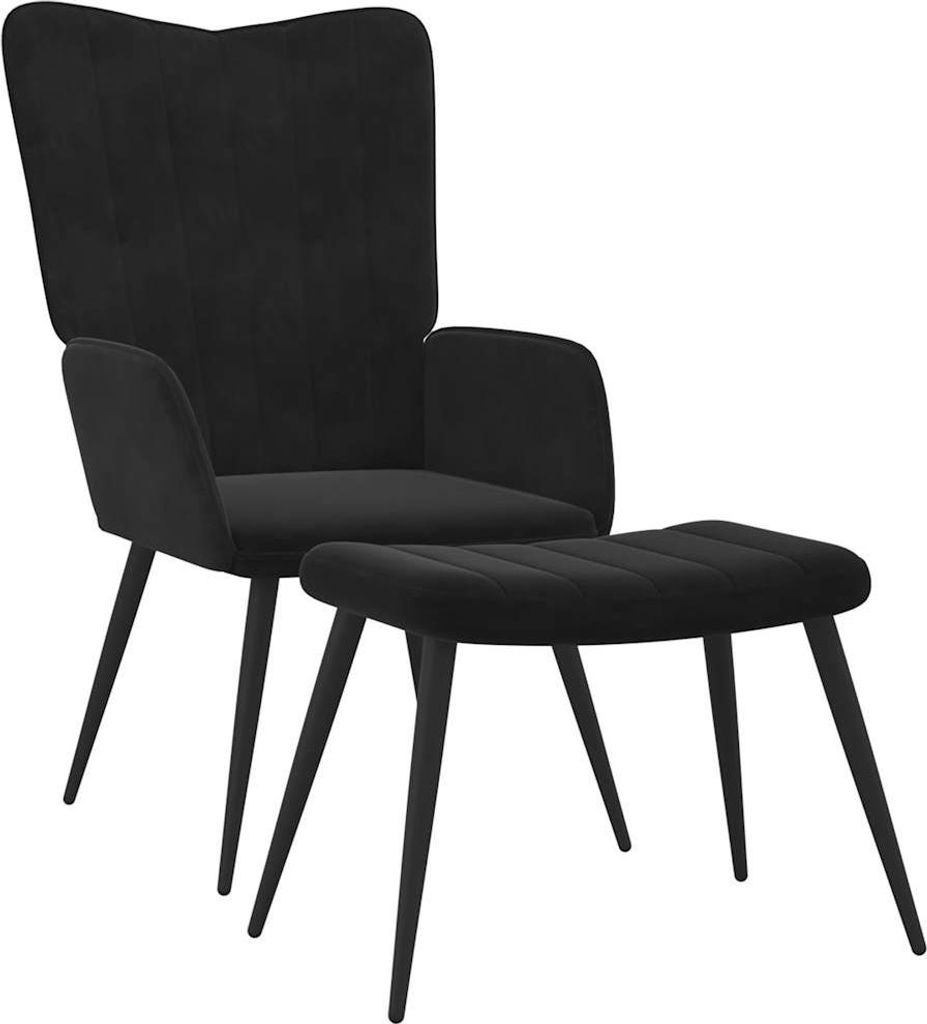 vidaXL Relaxsessel mit Hocker Schwarz Samt