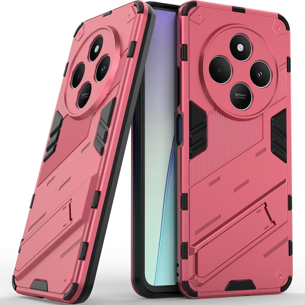 Armor Hülle für Xiaomi Redmi 14C Hybrid PC TPU Bumper Stoßfestes Schutzhülle mit Standfunktion Rosa