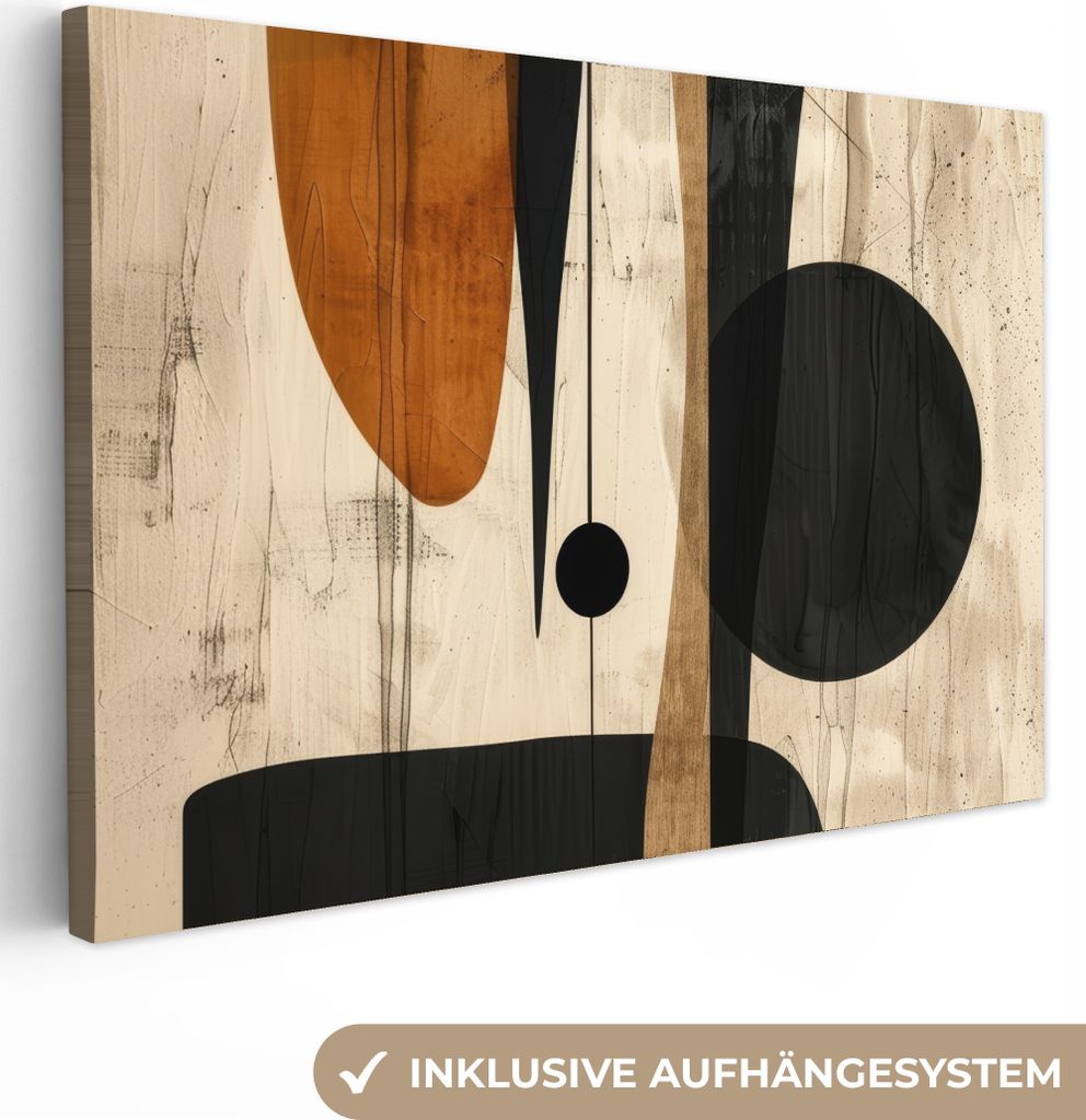 MuchoWow - Leinwandbilder - Abstrakt - Kunst - Formen - Modern, Wandbild, Wanddeko Bilder Wohnzimmer, 120x80 cm