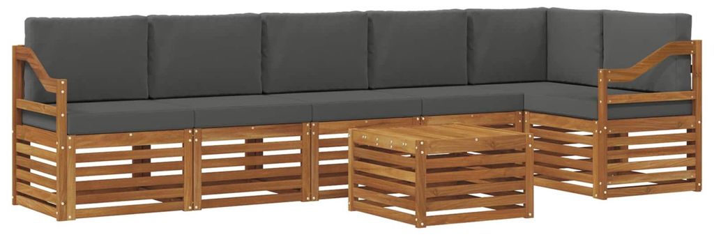 vidaXL Ecksofa Set 7 pcs Natur und Anthrazit Massivholz Akazie