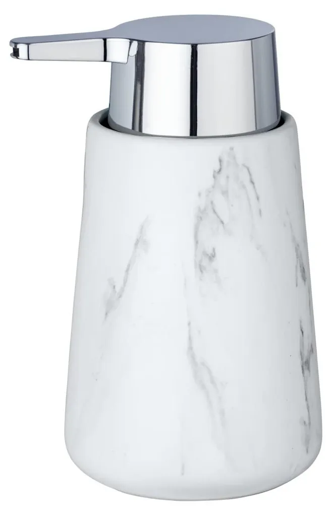 Distributeur de savon blanc Adrada 15cm - Design compact et pompe fluide