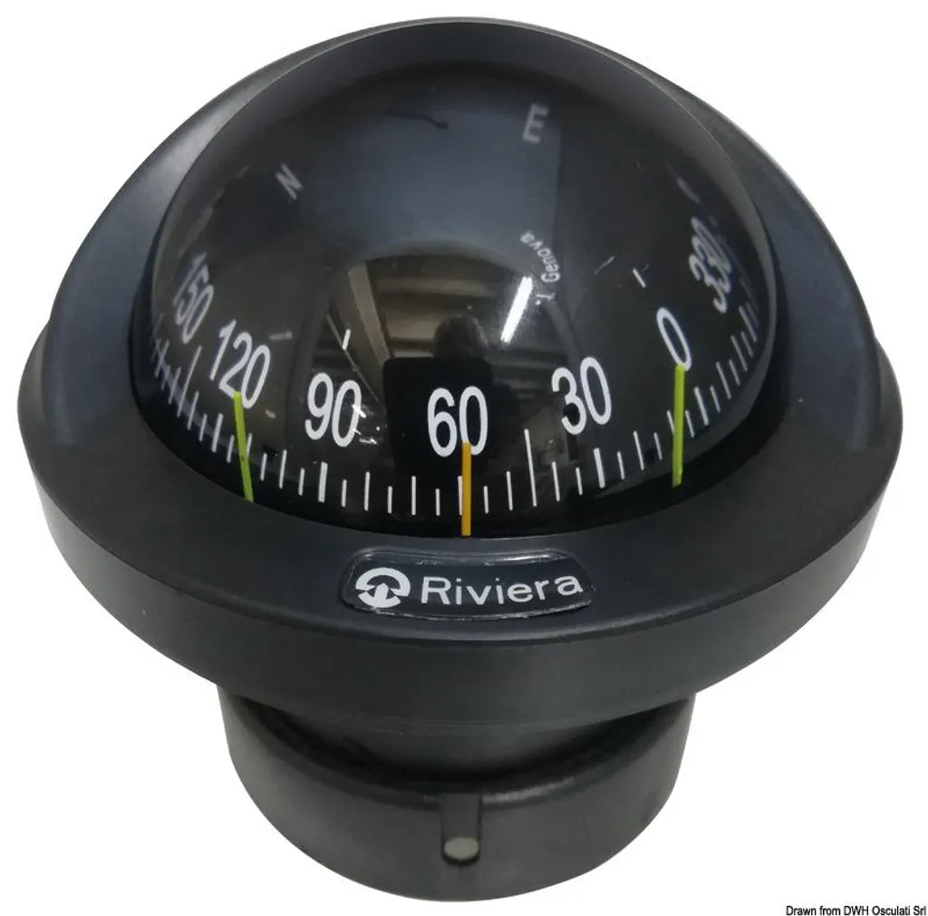 Compas de navigation encastrable Noir 70mm - Riviera Artica Slim Osculati