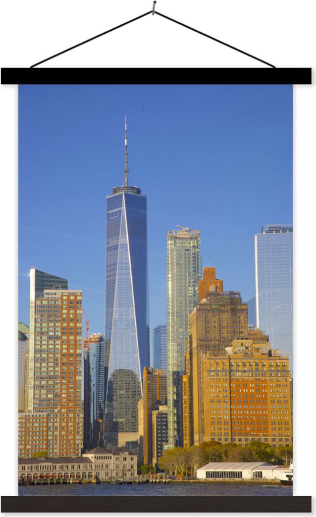 MuchoWow Textilposter Das eine World Trade Center vor einem blauen Himmel 120x180 cm mit schwarzem Rahmen - Fotos