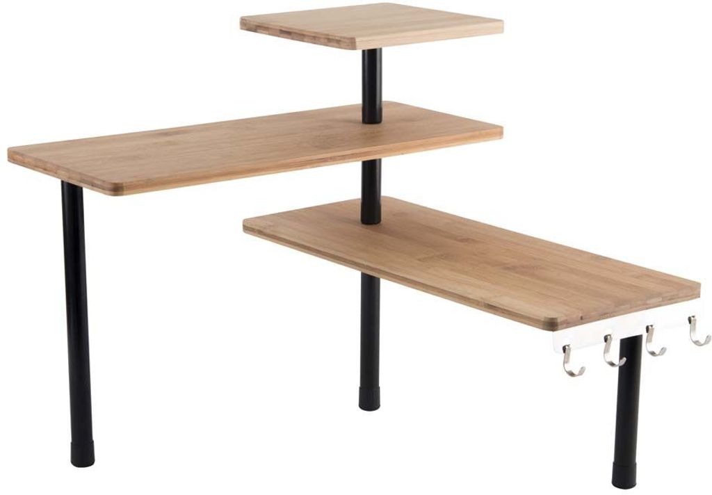 Totally Addict KB5843 - Estantería Angular Modular (3 Niveles, bambú, Metal y Polipropileno, 43 x 43 x 38 cm), Color marrón, Braun