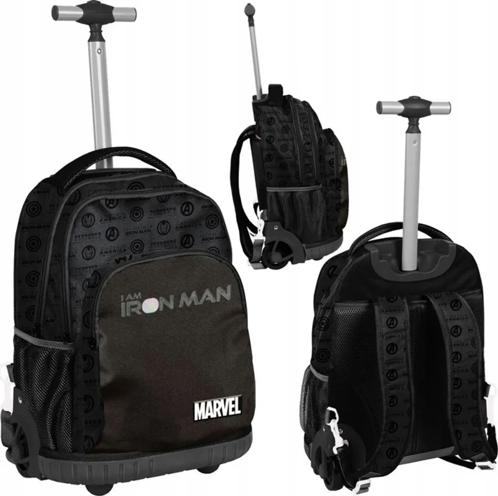 Sac à dos sur roulettes Iron Man avec poignée rétractable et poches