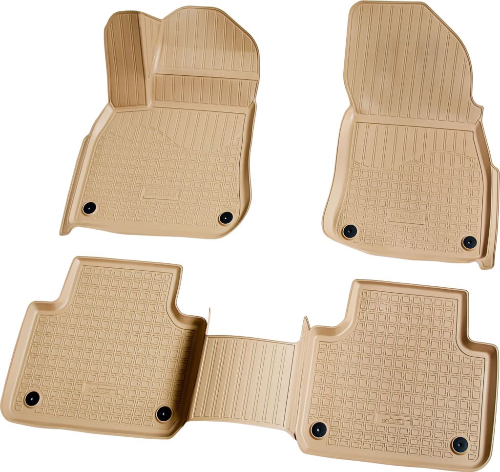 3D Gummi Fussmatten für VW Touareg | Typ CR7 | BJ ab 2018> | beige mit Rand