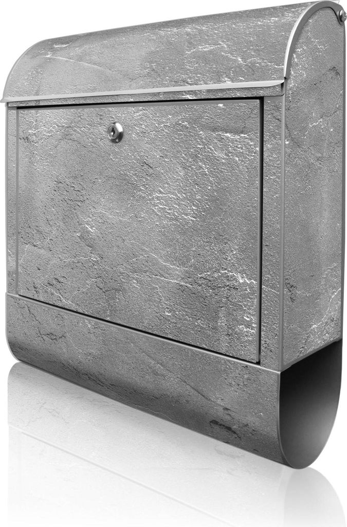 banjado Design Briefkasten Stahl silber mit Zeitungsfach pulverbeschichtet "Schiefer Platte 3" 38x46x12,5cm & 2 Schlüssel - Postkasten A4 Einwurf ...