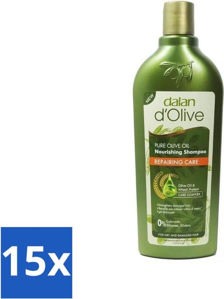 Dalan d'Olive - Shampoo - Haarreparatur - Für trockenes und strapaziertes Haar - 400 ml - Vorteilspack - 15 Stücke