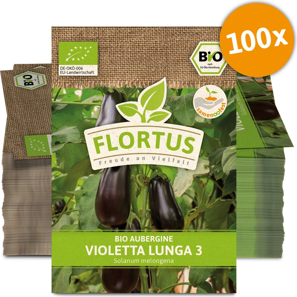 Aubergine Violetta Lunga 3 (100 Stück) | Auberginensamen von FLORTUS