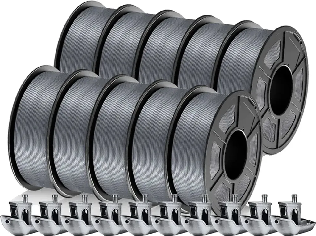 Filament 3D Gris Silk PLA 1,75 mm pour Décoration et Maquettes de Luxe