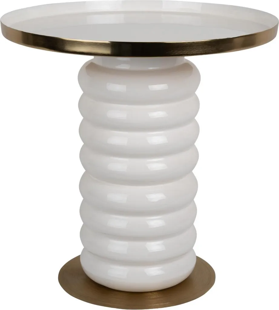Table basse ronde blanche Ruby 41cm - Guéridon design pour le salon