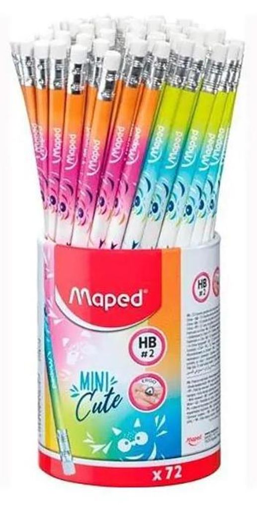Maped Bleistift MINI CUTE mit Radierer HB 72er Köcher