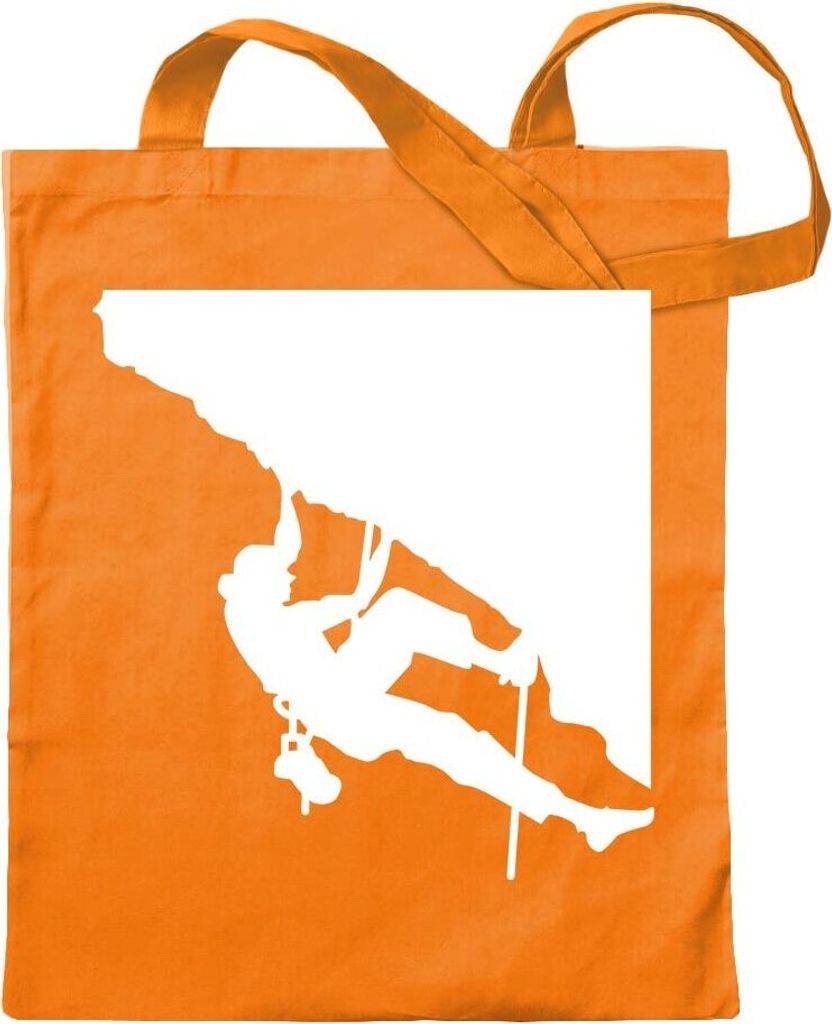 Kiwistar - Baumwolltasche - mandarin - Klettern Kletterer Figur - Tragetasche Stoffbeutel Umhängetasche langer Henkel