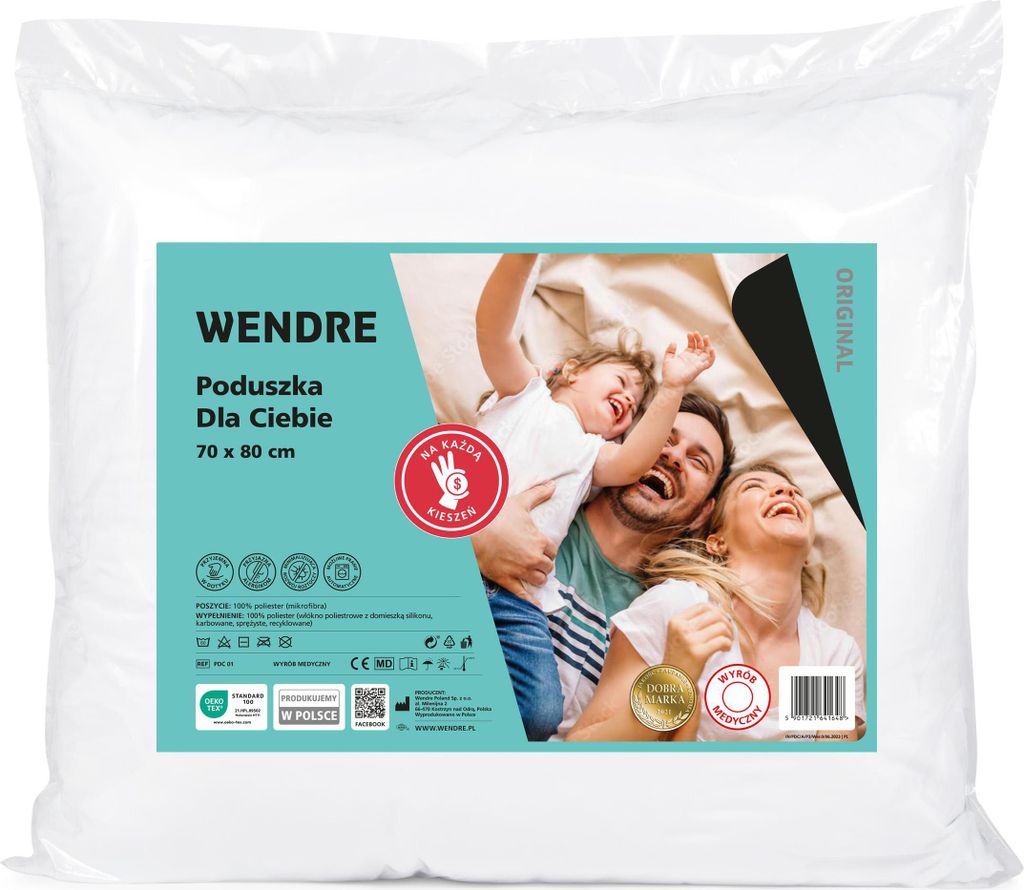 Antiallergisches Kopfkissen weiß 70x80 cm groß Produktbild 