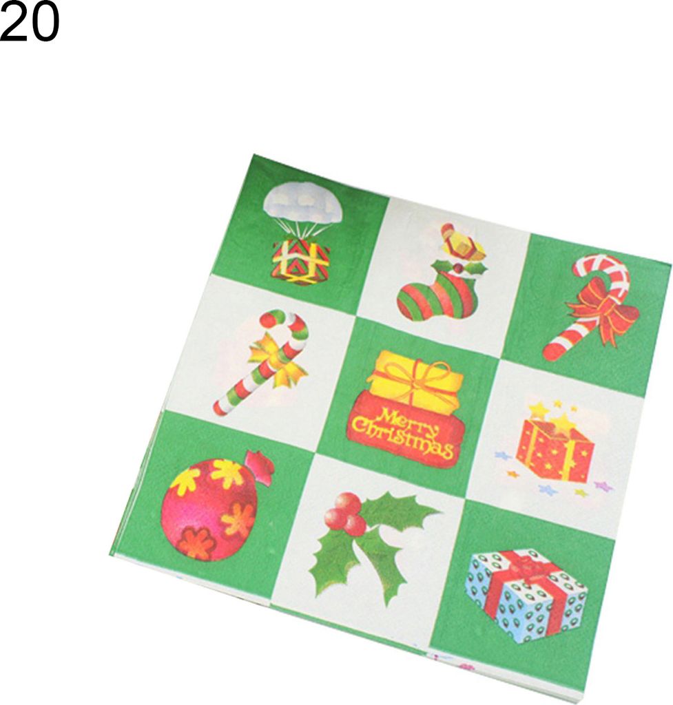 20pcs/Lot-Gesichtsgewebe zartes hautfreundliches Papier weicher Weihnachtsbaumkranz gedruckter Servietten für Party-20