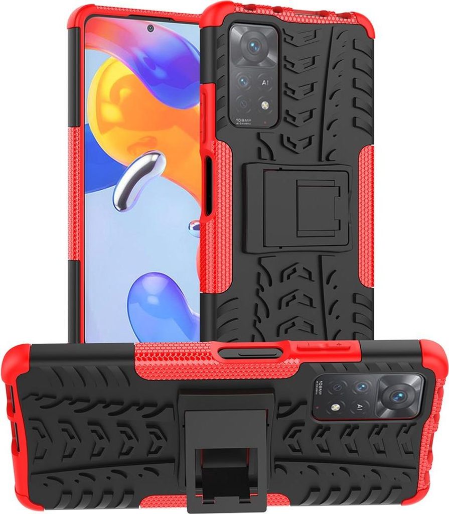 Xiaomi Redmi Note 11 Pro 5G Hülle - Coverup Panzer Back Cover mit Ständer - Rot